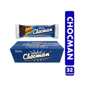Chocman barra de bizcocho rellena de manjar - (Caja con 32 Unidades)