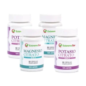 Pack Magnesio Potasio Citrato 4 Frascos 180 Cápsulas