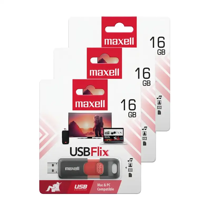 Pack 3 Pendrive Maxell Flix usb 16gb 2.0